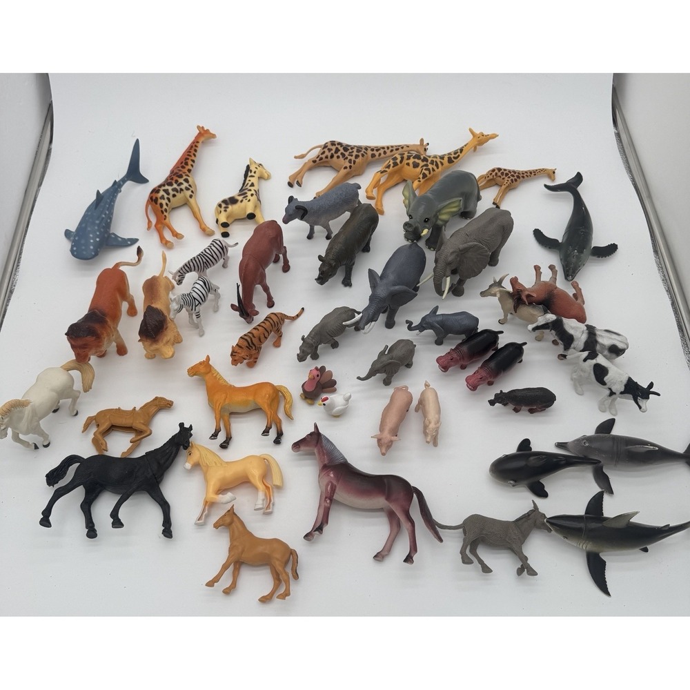 40+ Piece‎ Animal Figure Lot Vintage 90s 2000s Mixed Brands Safari Educational
